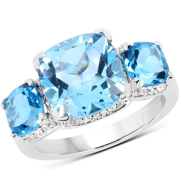 Genuine Swiss Blue Topaz Ring Sterling Silver Size 8! - Picture 4 of 7
